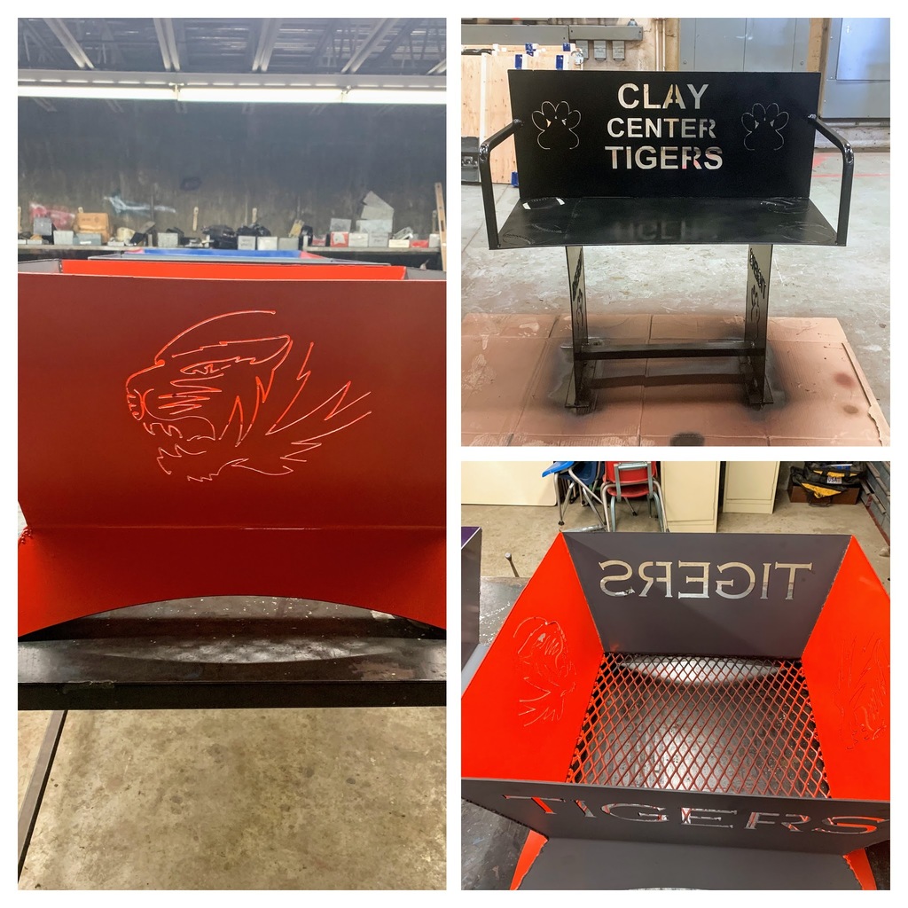 photos of CCCHS TIGERS fire pit and bench